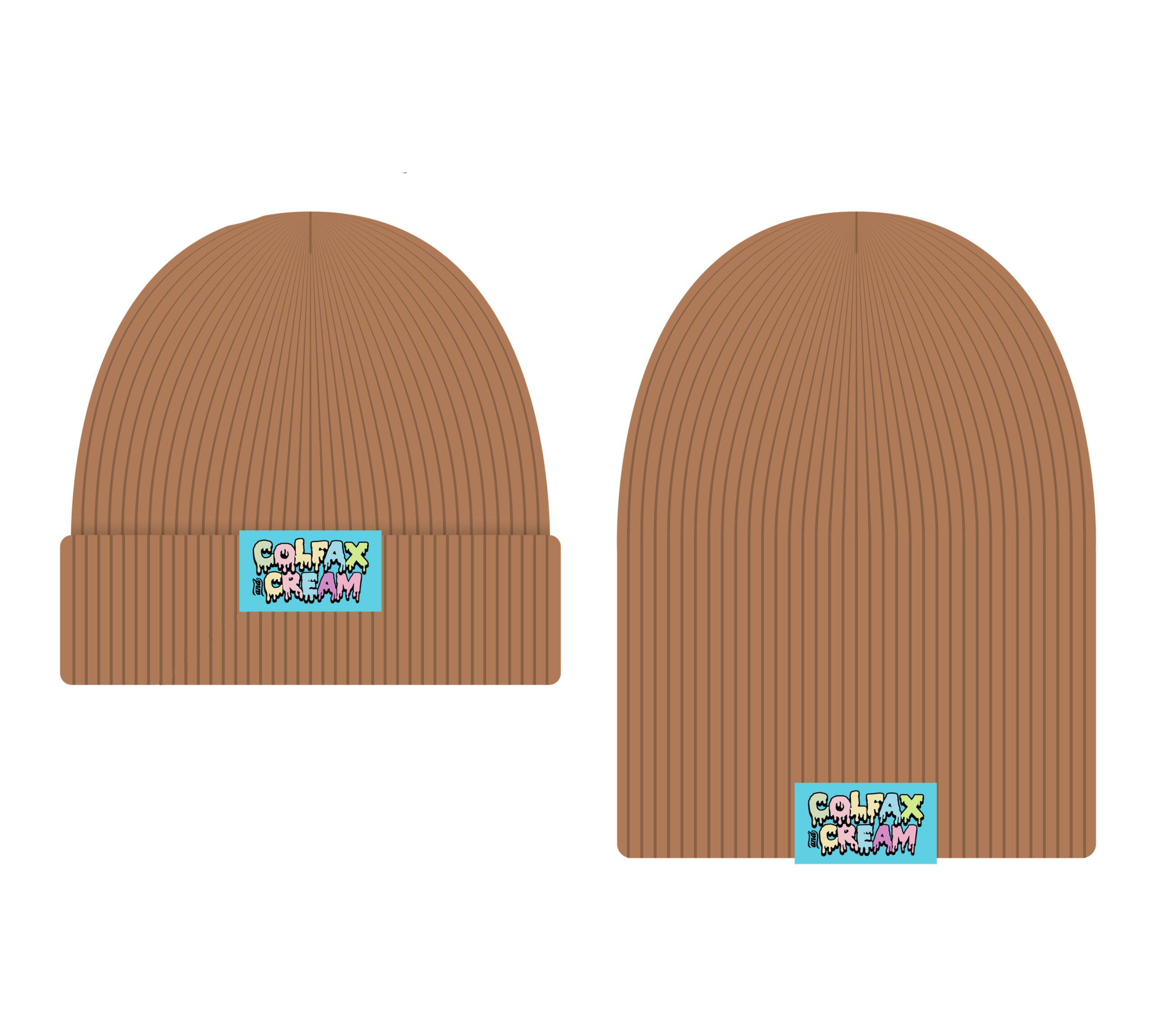 NEW Beanie. Cream/Tan/Brown. Tan Snow Beanie - Light Tan Waffle Snow & Ski Beanie  main image 2